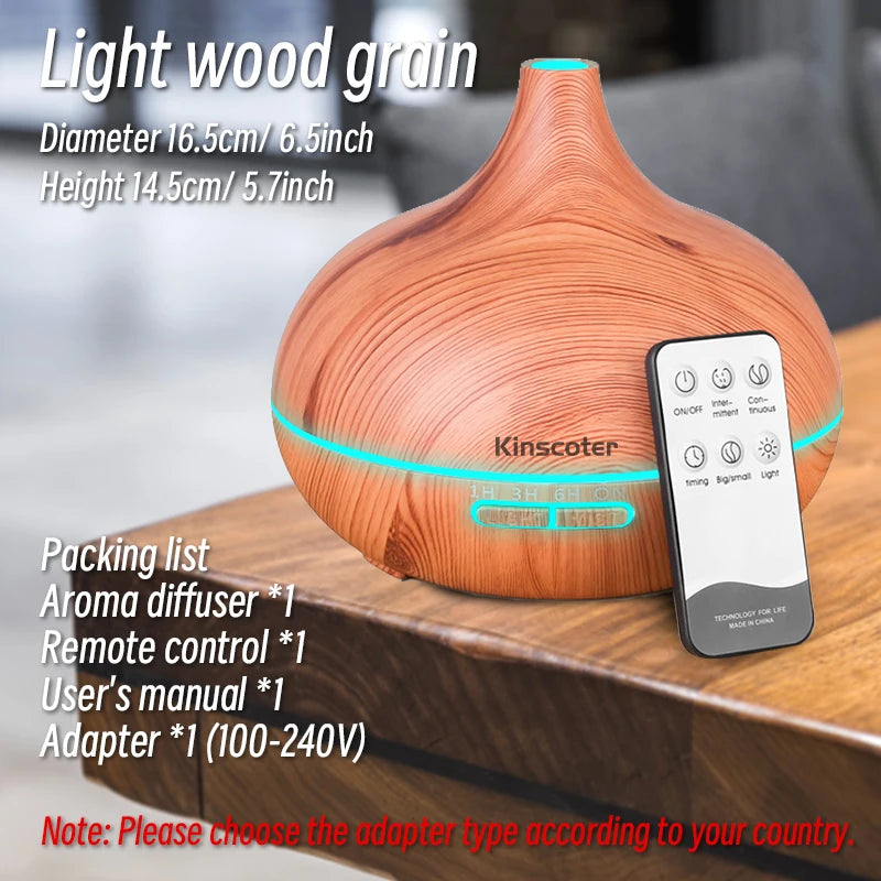 Difusor Ultrassônico 500ml com Luz LED e Controle Remoto