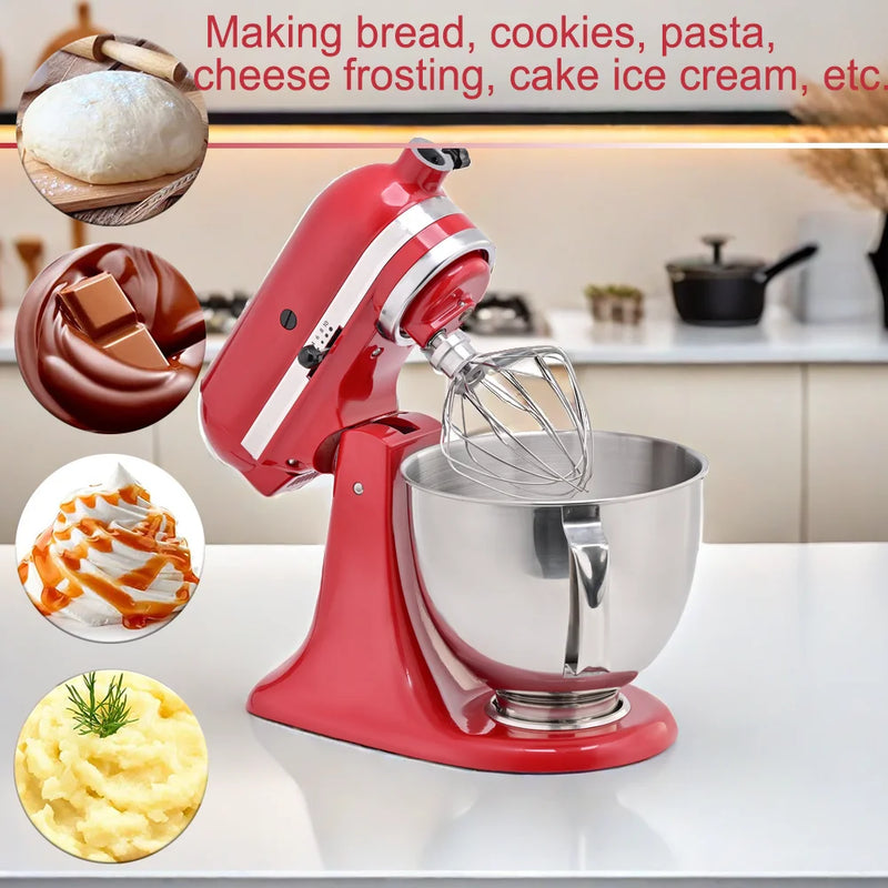 Stainless Steel 5QT Mixing Bowl with Handle – Compatible with KitchenAid Artisan & Classic 4.5–5 Quart Tilt-Head Mixers