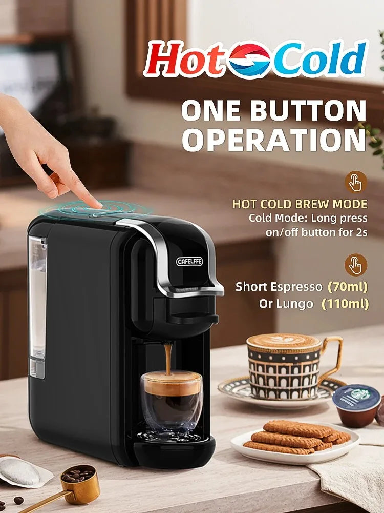 Cafelffe 4-in-1 Coffee Machine – Compatible with Nespresso, Dolce Gusto, ESE Pods & Ground Coffee | 19 Bar Hot & Cold Espresso Maker