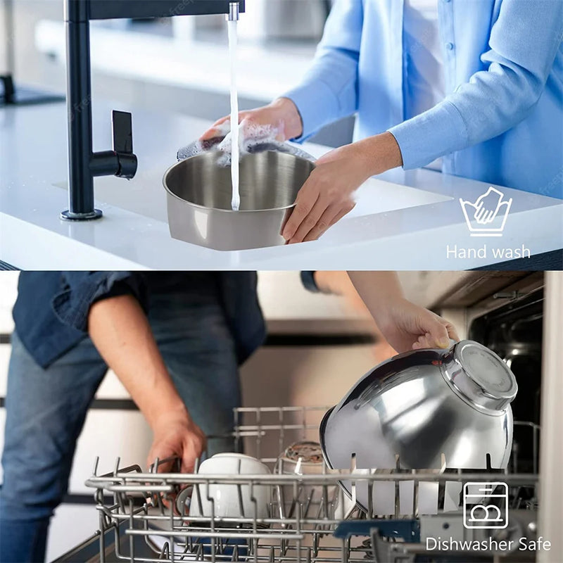 Stainless Steel 5QT Mixing Bowl with Handle – Compatible with KitchenAid Artisan & Classic 4.5–5 Quart Tilt-Head Mixers