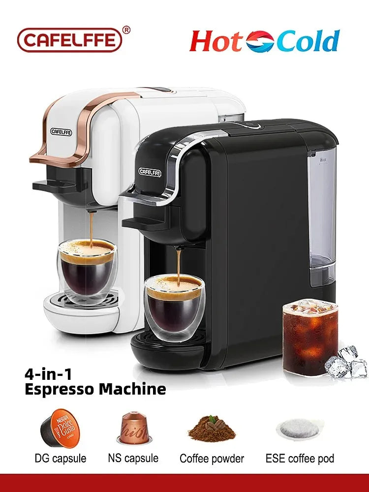 Cafelffe 4-in-1 Coffee Machine – Compatible with Nespresso, Dolce Gusto, ESE Pods & Ground Coffee | 19 Bar Hot & Cold Espresso Maker