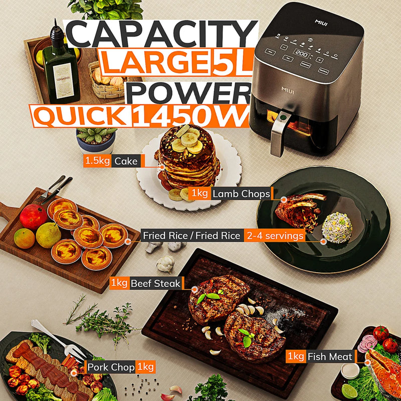 5L Air Fryer with Touch Control – Oilless Electric Cooker with Nonstick Basket & Viewing Window, Family Size