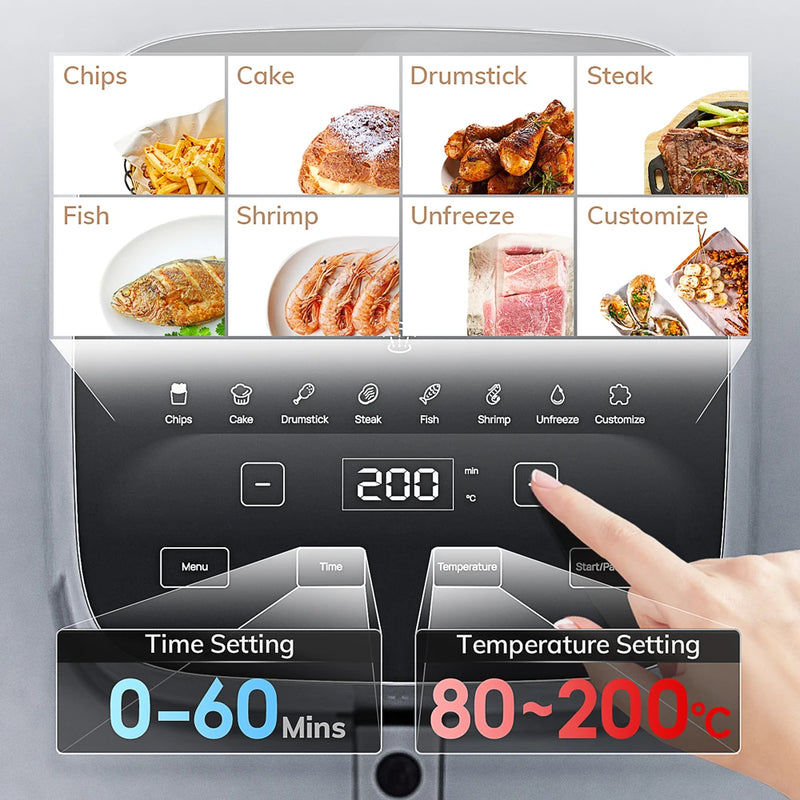 5L Air Fryer with Touch Control – Oilless Electric Cooker with Nonstick Basket & Viewing Window, Family Size