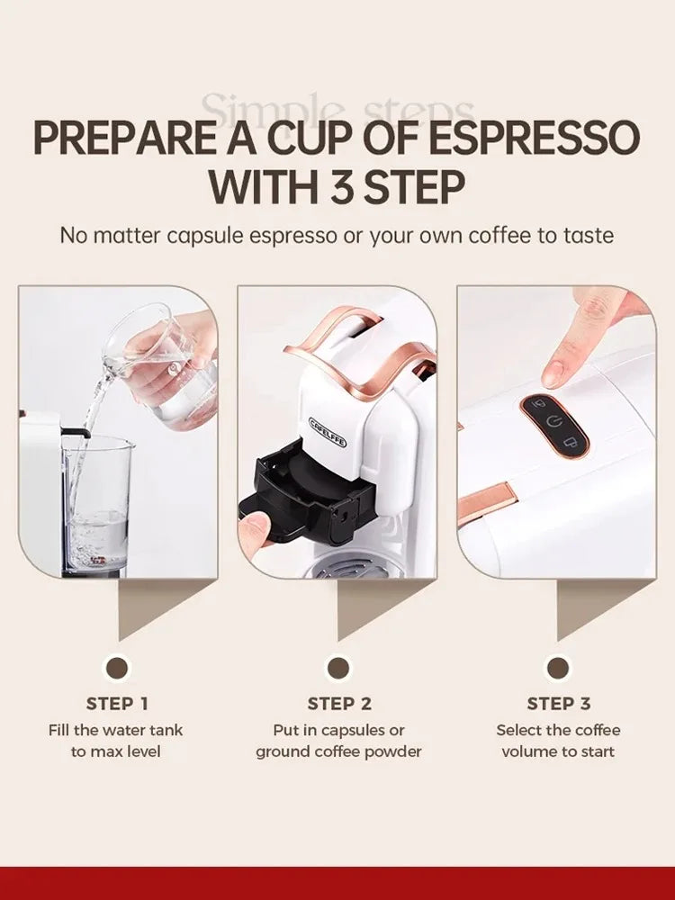 Cafelffe 4-in-1 Coffee Machine – Compatible with Nespresso, Dolce Gusto, ESE Pods & Ground Coffee | 19 Bar Hot & Cold Espresso Maker